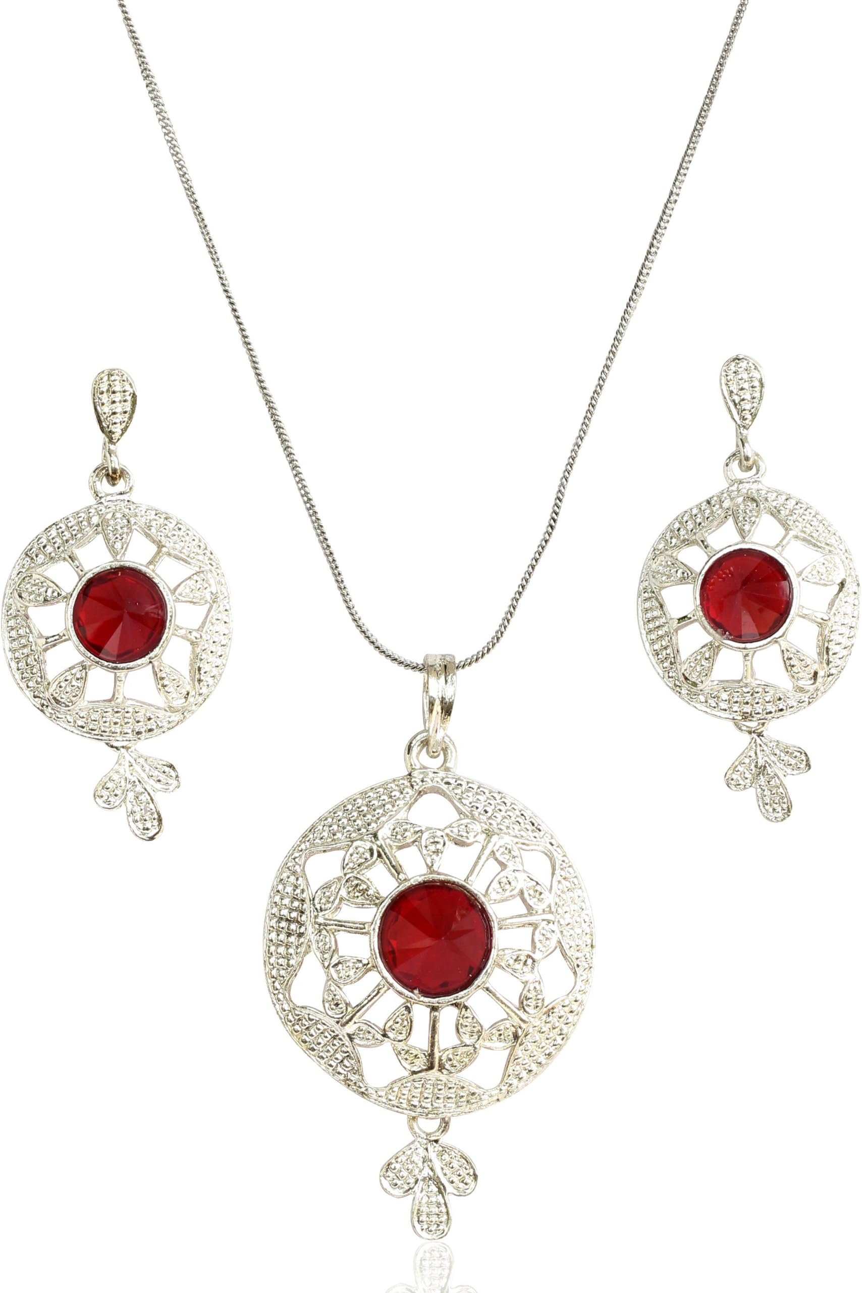 TouchstoneIndian Bollywood contemporary stylish Designer Jewelry Pendant Set In colorful Gold And Silver Tone For Women.
