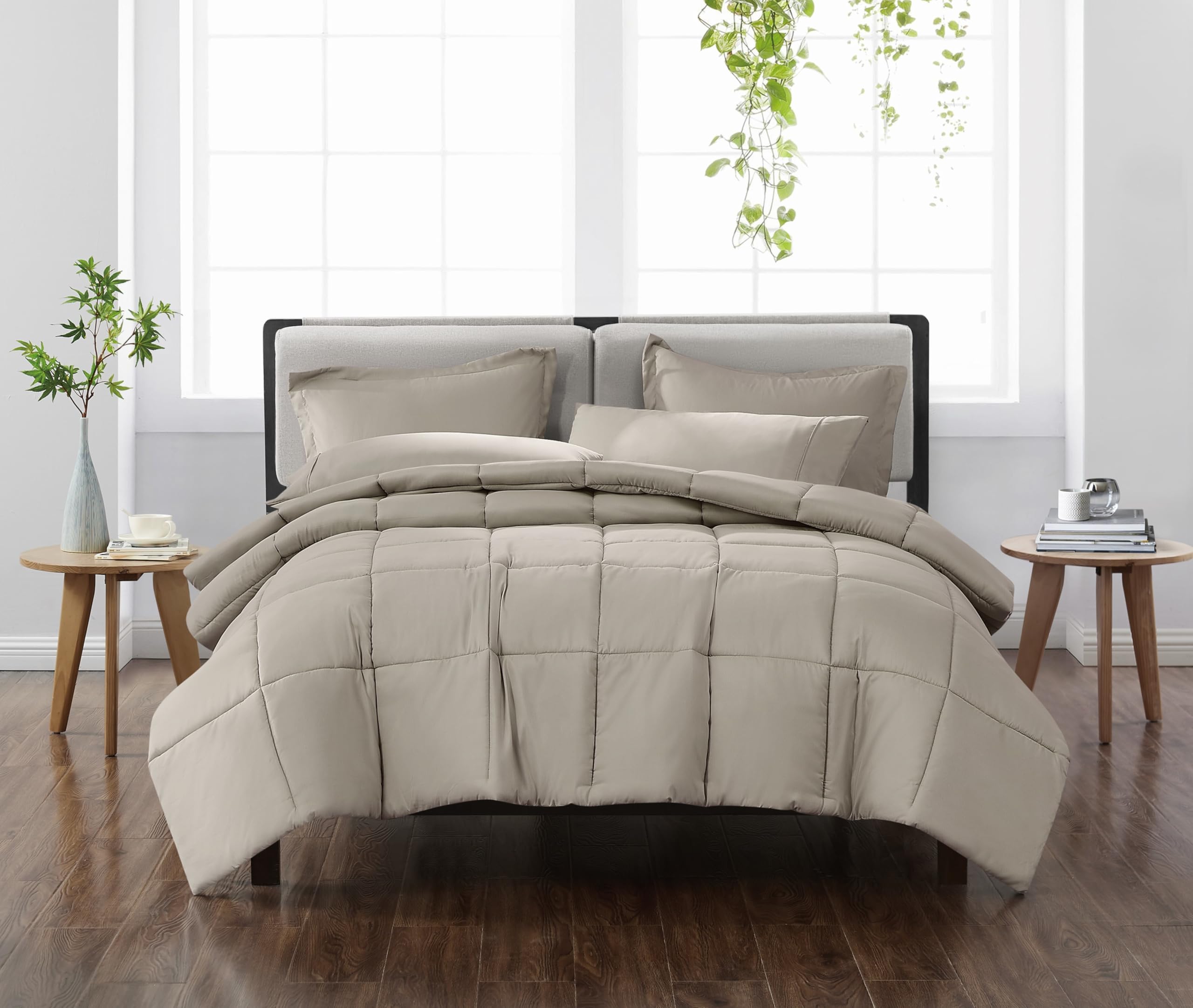 CANNON Solid Greige Twin/Twin XL 2 Piece Comforter Set