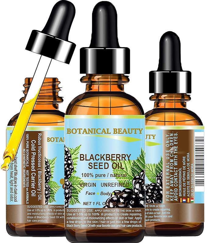 Botanical Beauty Óleo de Semente de Amora, 100% puro, natural, virgem, não refinado e prensado a frio, 30 mL