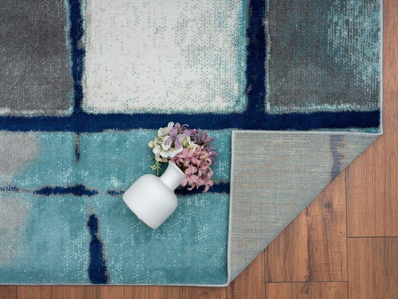 LUXE WEAVERS Lagos Collection 9218 Blue 5x7 Art Deco Area Rug