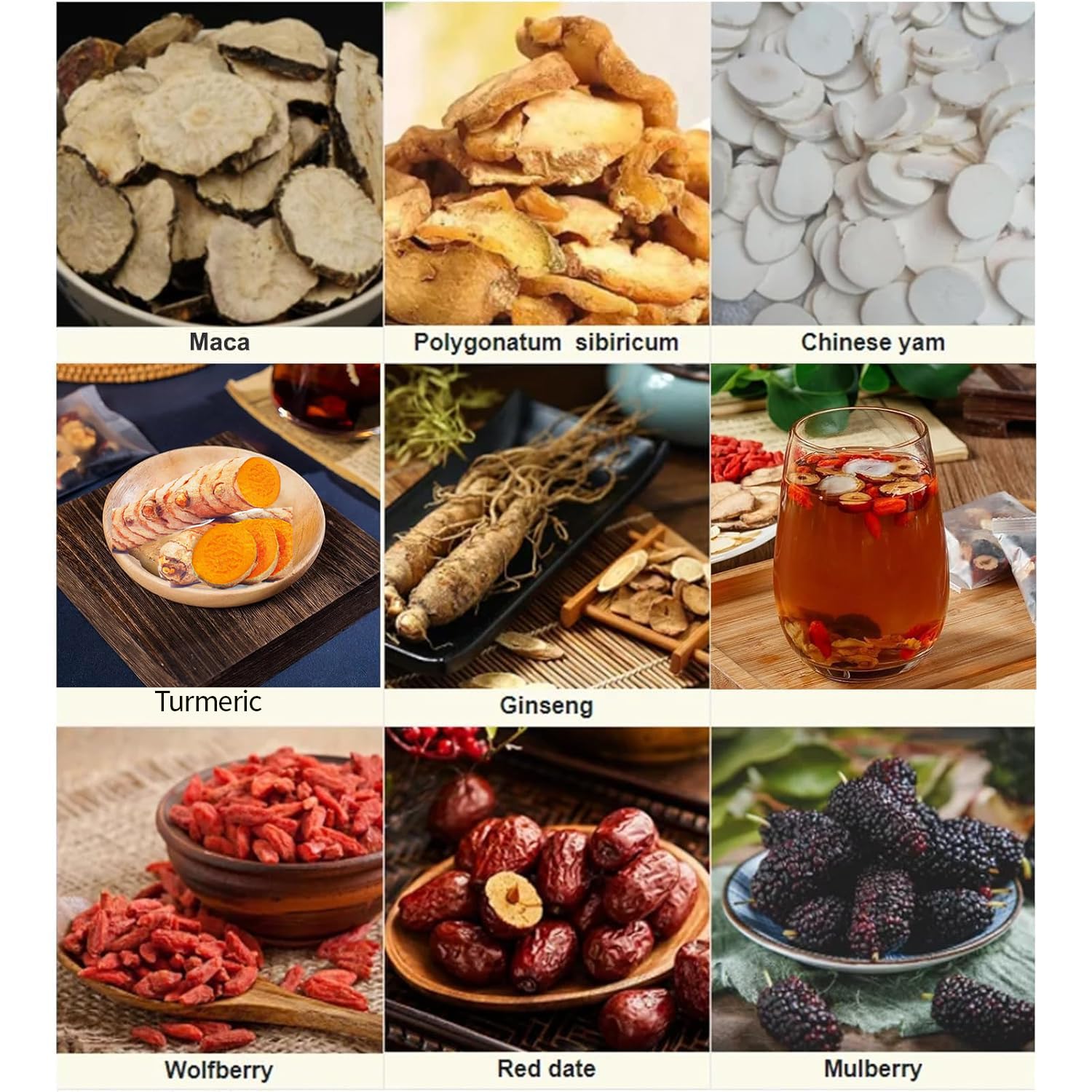 Turmeric Kidney Tea Formula Ginseng Eight Treasure, Turmeric, Ginseng, Wolfberry, Mulberry, Maca, Polygonatum, Red Dates,Yam, Natural Organic Healthy Kidney Cleansing Teas for Men & Women (2)