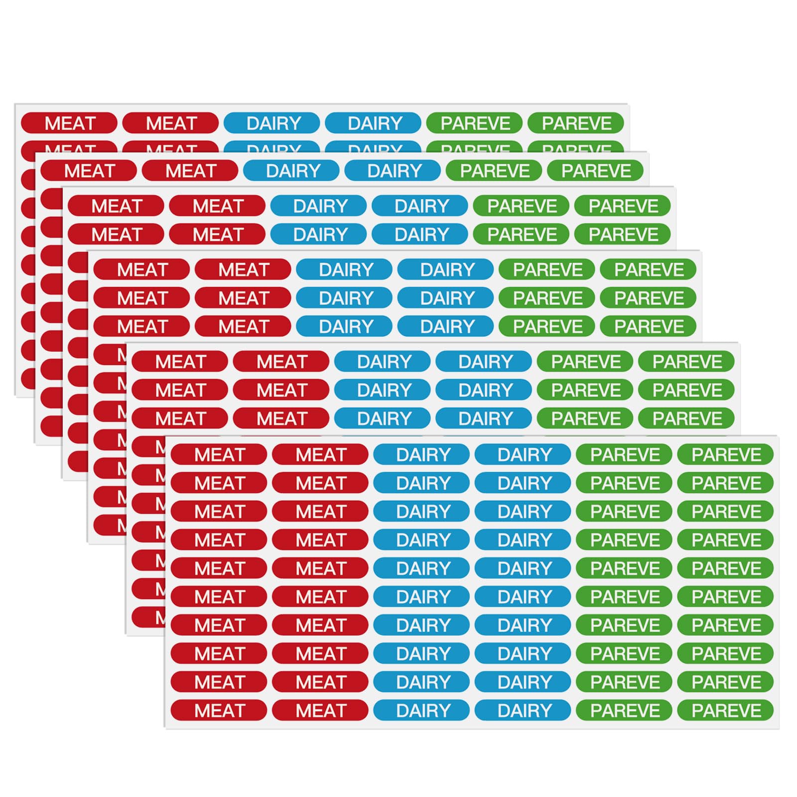 360PCS Kosher Kitchen Labels,Waterproof Meat Diary Pareve Stickers,Color Coded Kosher Labels for Kitchen,Containers(1.25"x0.27")