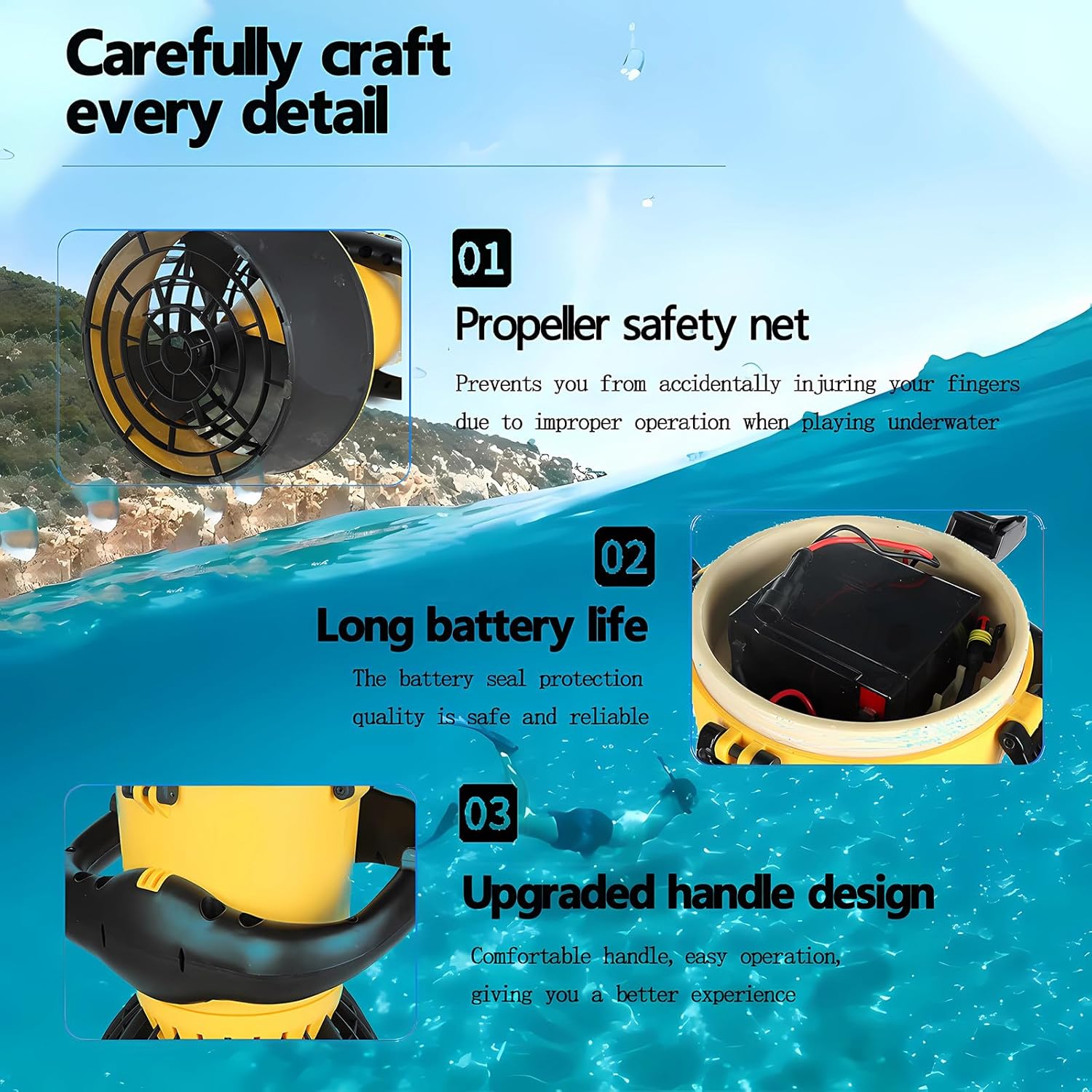 Marino Sottomarino scooter, underwater scooter booster for swimming pool for water sports, diving and snorkeling, suitable for diving and snorkeling in the ocean or in the pool, engines 6 81bkaHvf7+L. AC SL1500