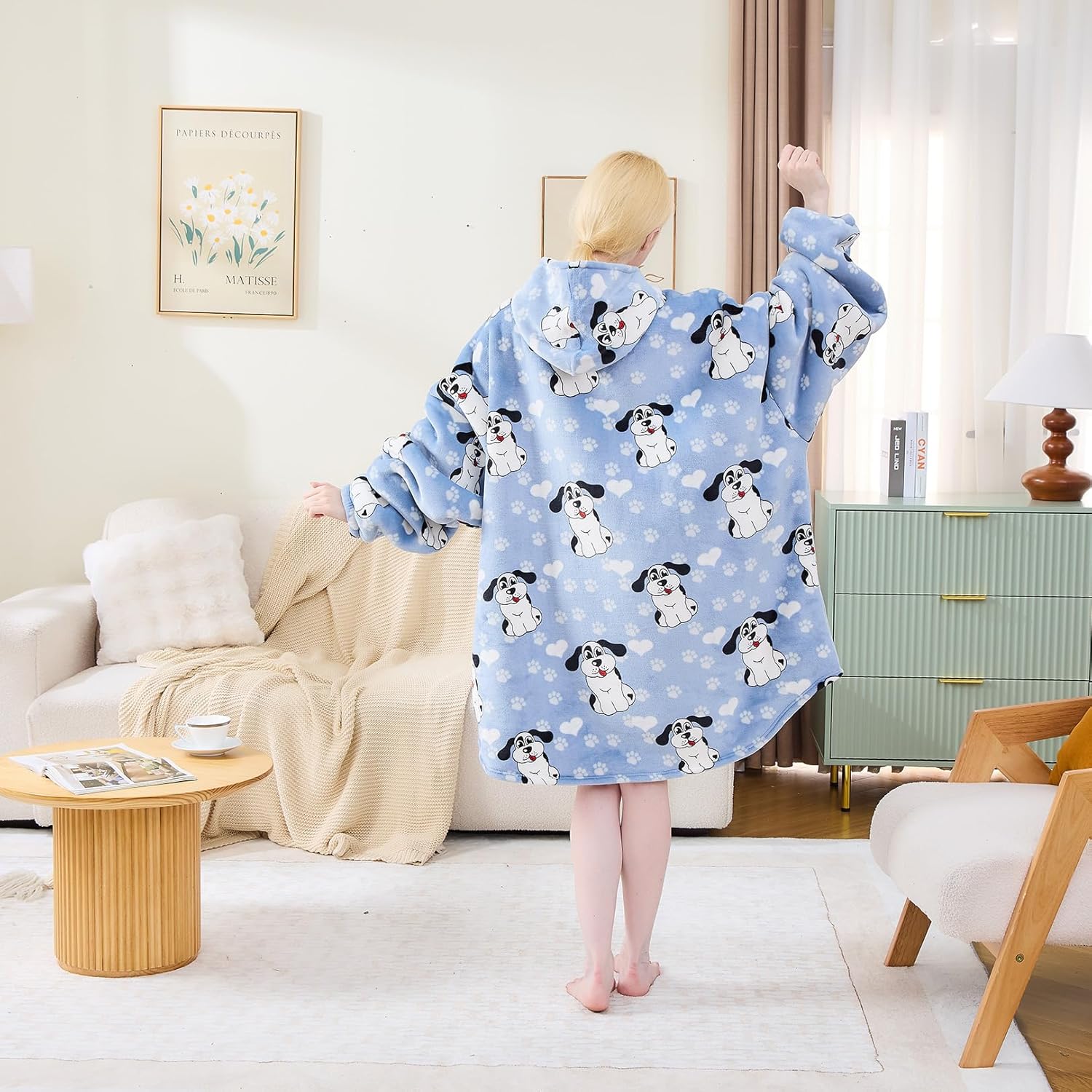 Moinlizy Blanket Hoodie Oversized Wearable Hooded Blanket for Adult Women and Men with Pocket Thick Sherpa Hoodie - Image 5