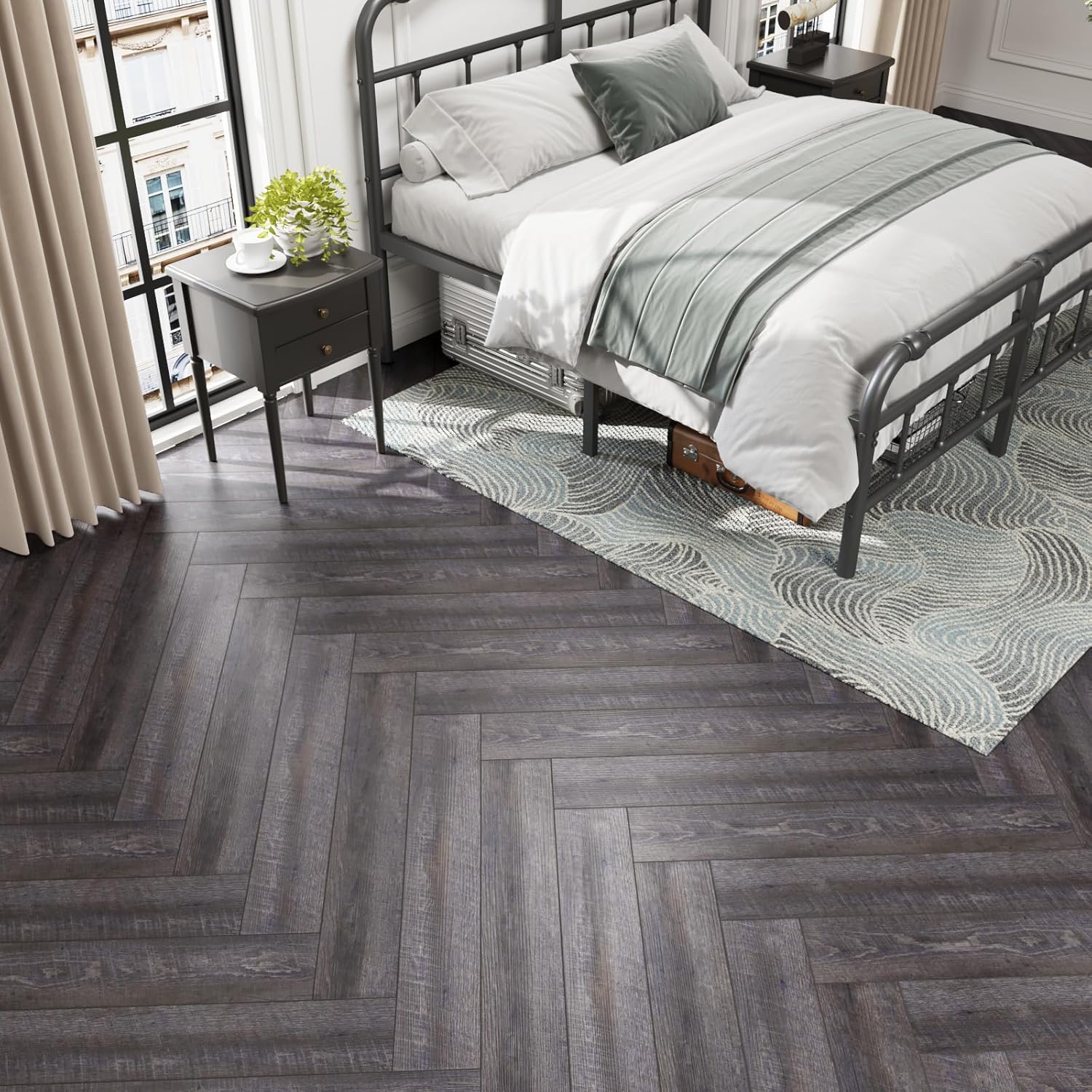 CRE8TIVE 24-Pack Grey Brown Wood Plank Peel and Stick Floor Tile Waterproof Vinyl Plank 36 Sq. Ft. Self Adhesive Vinyl Tile for Kitchen Bathroom Living Room Temporary Flooring 6"x36"