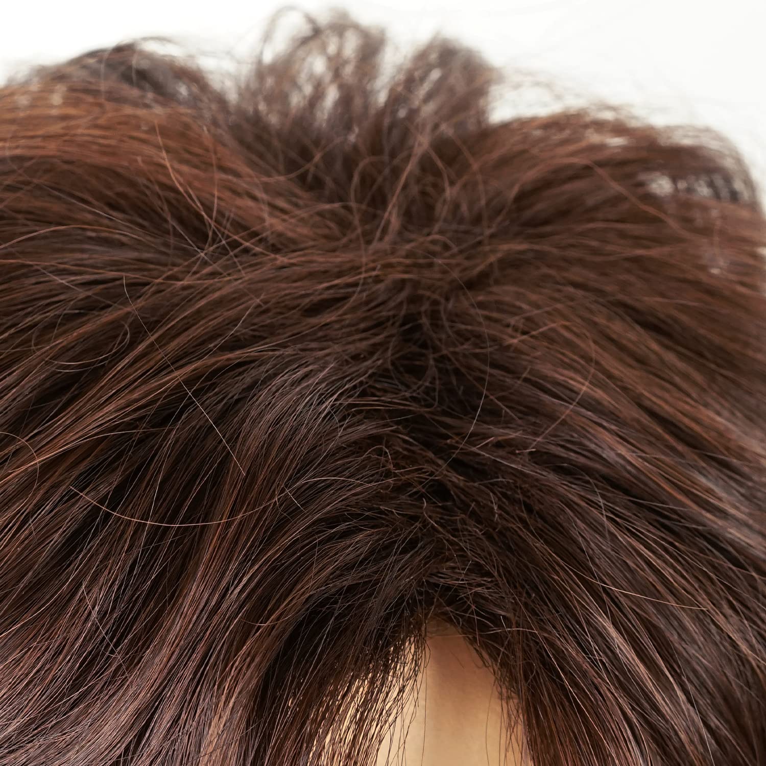 QACCF Mens Short Brown Curly Side Bang Shaggy Costume Hippie Wig and Facial Beard - Image 4