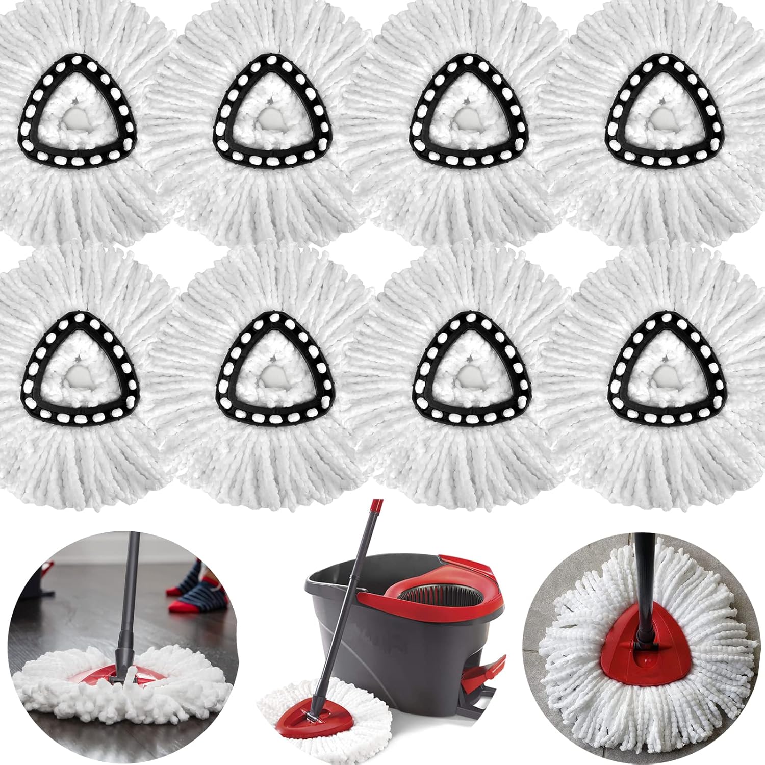 8 Pack Spin Mop Head Replacements, Microfiber Mop Refills Spin Mop Replacement Heads