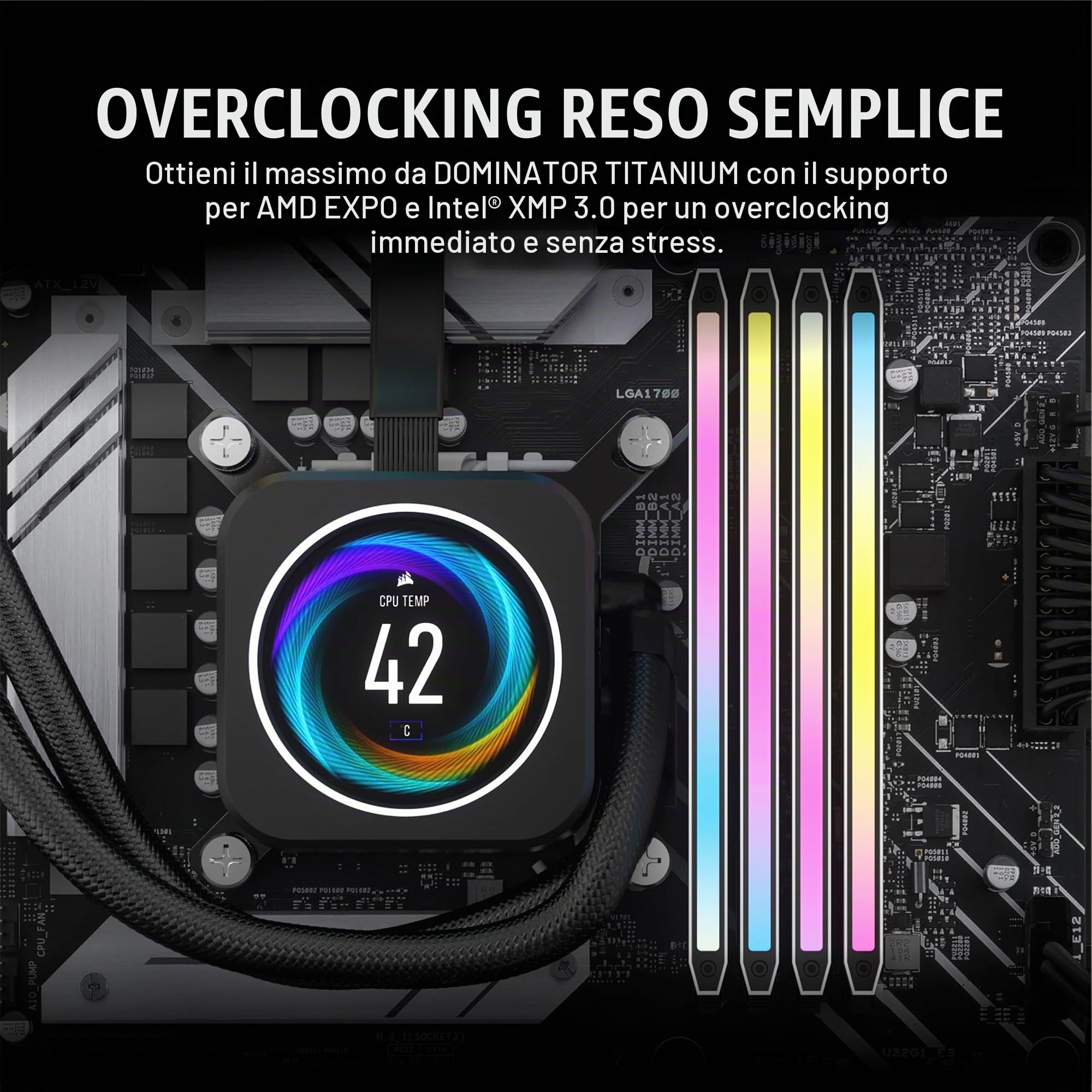 CORSAIR DOMINATOR TITANIUM RGB DDR5 RAM 32GB (2x16GB) Fino a 6000MHz CL30-36-36-76 1.40V AMD EXPO Intel XMP 3.0 Memoria per Computer – Bianco (CMP32GX5M2B6000Z30W)