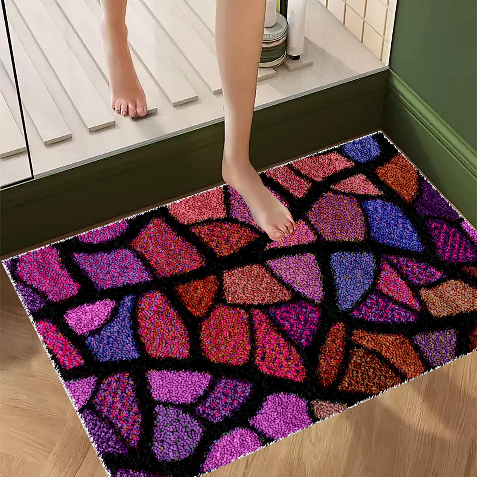 Teppich Knüpfen Wallphantom Tier Knüpfen-Sets Latch Hook Rug,Eine Süße Graue Katze,Handarbeit Selbst Knüpfen Set,Vorgedrucktes Muster Teppich Stickerei Handwerk Für Erwachsene Handarbeiten,55x75cm Latch Hook Kit