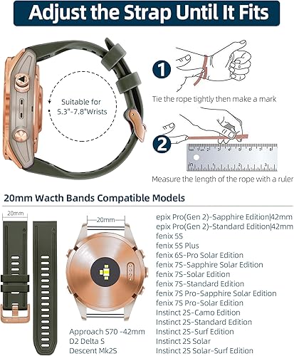 Miniatura 3 de Correa de reloj de 0.787 pulgadas para Garmin fenix 5s 6s6s pro 7s Instinct 2s 20 de liberación rápida, correas de repuesto para Garmin Epix 2 1.654