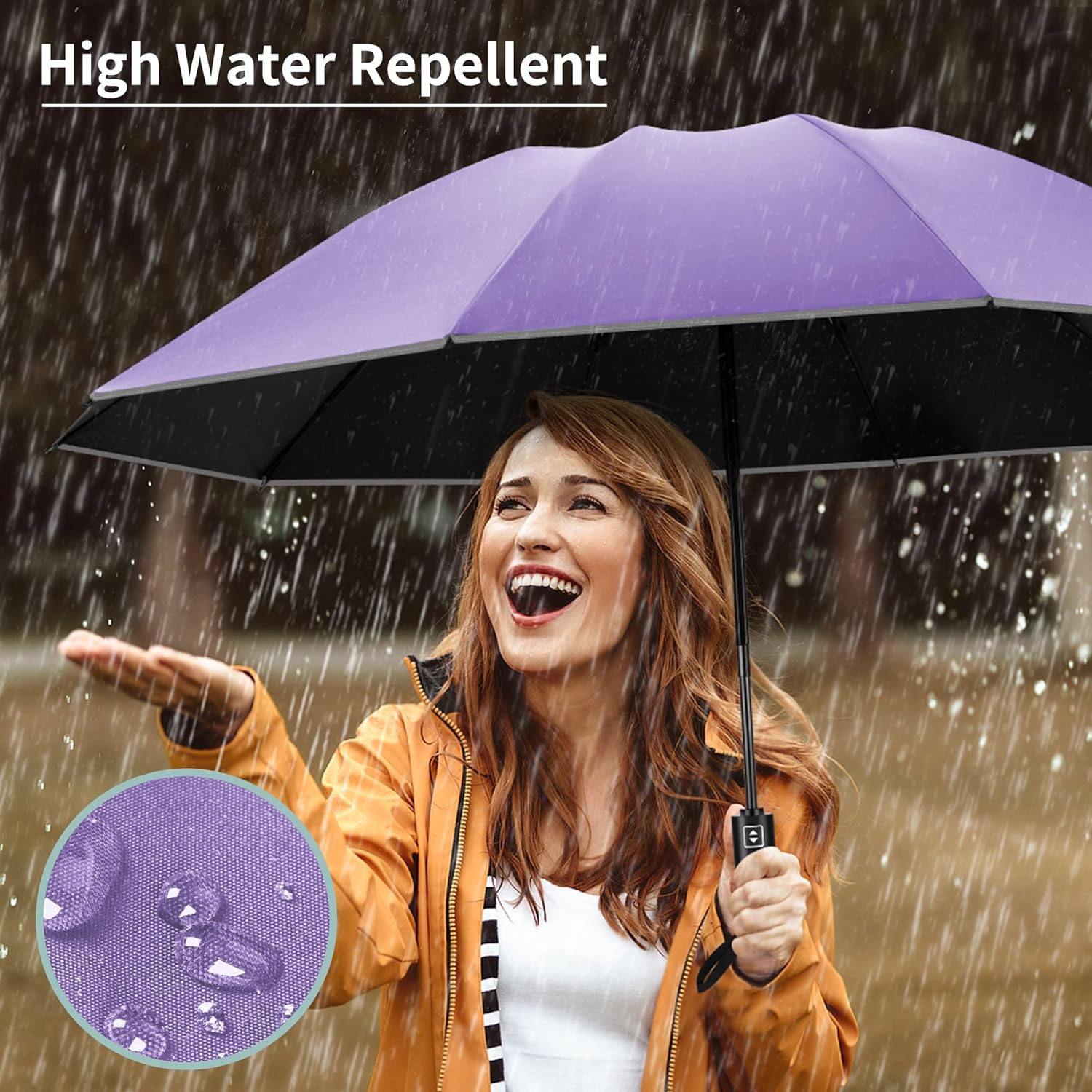 Seniny Inverted Travel Umbrella, Automatic Umbrellas for Rain, Windproof Compact Umbrella with Reflective Stripe, Folding UV Umbrella Sun Umbrella, Portable Large Umbrella for Backpack, Lightweight - Image 7