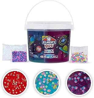 Elmer’s Gue Premade Slime Bucket Space Adventure Theme Includes 3 Lb. Bucket with 3 Types of Slime and 3 Sets of Add-ins