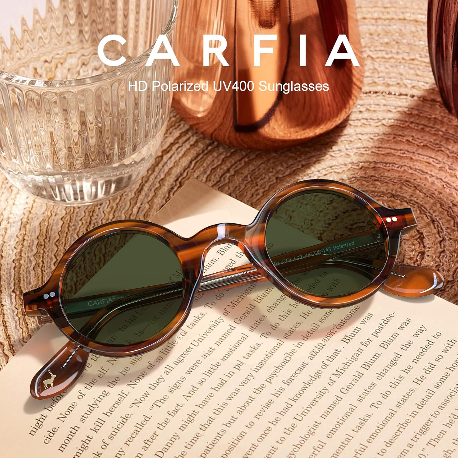 CARFIA Retro Acetate Small Face Polarized Sunglasses for Men Cool Classic Round Sun Glasses CA2501 - Image 5