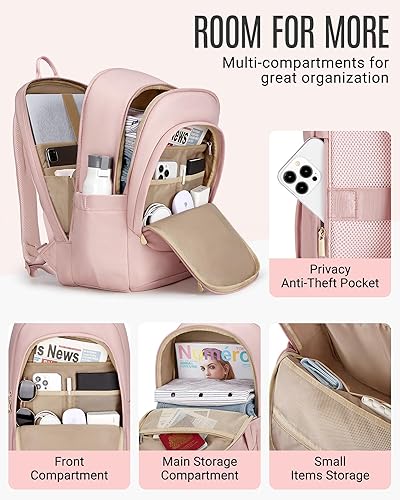 Miniatura 6 de LIGHT FLIGHT Travel Laptop Backpacks for Women, 17.3 inches Anti Theft Laptop Backpack with USB Charging Hole, Water Resistant College Bookbag,