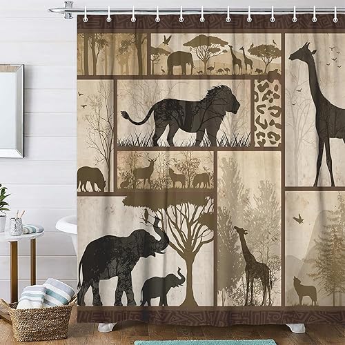 Miniatura 18 de Cortina de ducha rústica de cabaña para decoración de baño occidental bohemio, juego de cortinas de ducha retro de país azteca del suroeste nativo