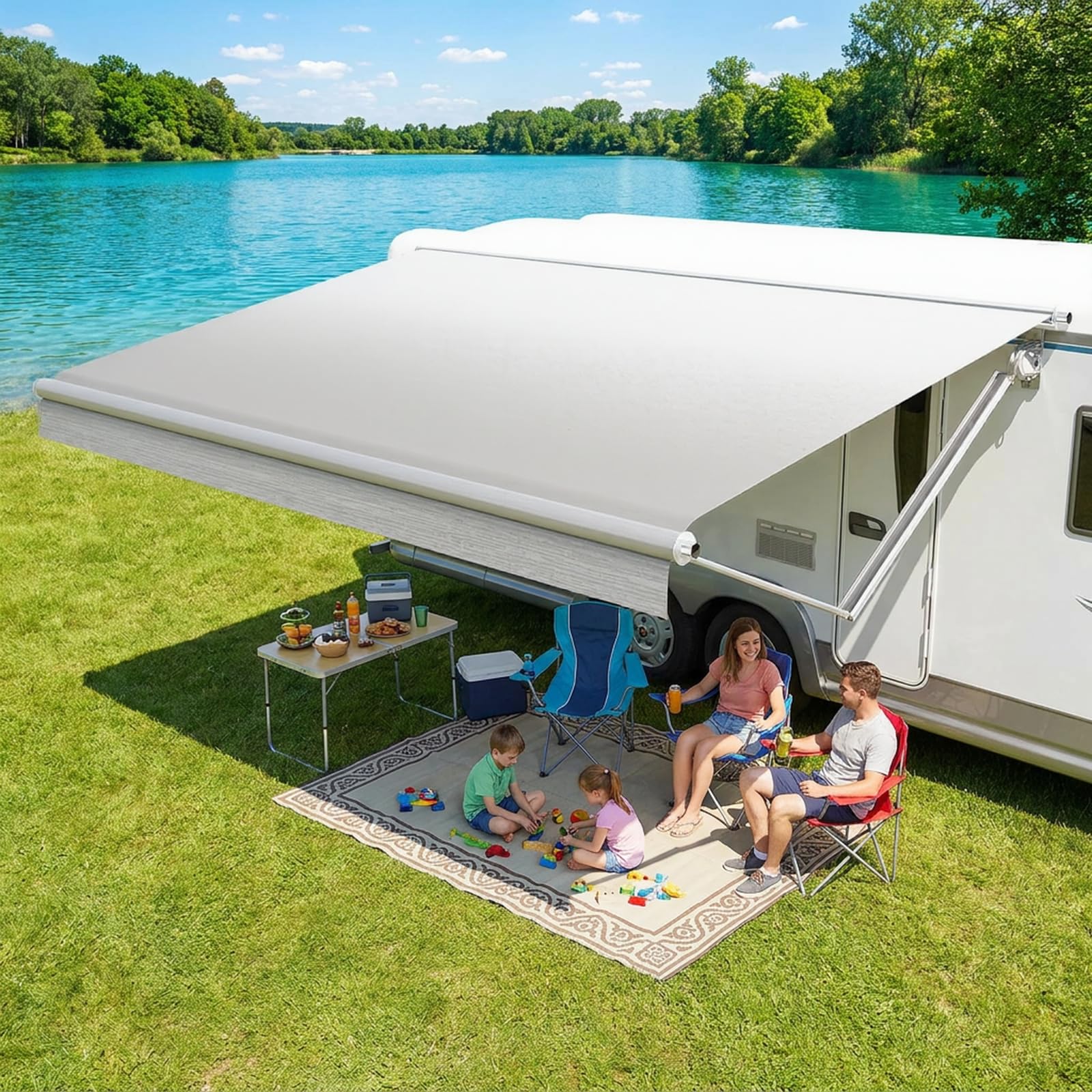 CYLAND 18ft RV Awning Fabric Replacement in Grey Fade