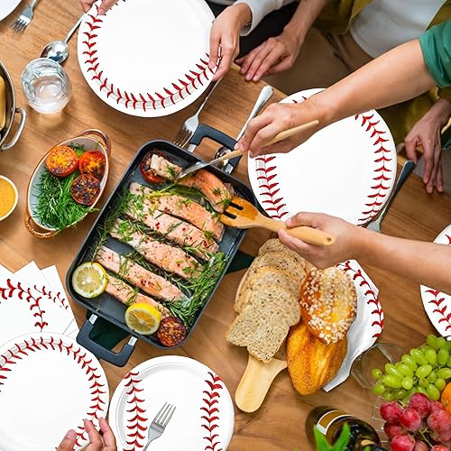 Miniatura 5 de El juego de 144 suministros para fiesta de fútbol incluye platos llanos, platos de postre, servilletas para fútbol, fiesta de cumpleaños, fútbol,