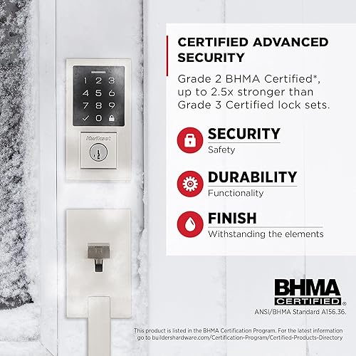 Miniatura 4 de Kwikset SmartCode 270 - Cerradura de puerta electrónica sin llave con bloqueo automático, códigos de usuario personalizados, seguridad avanzada en