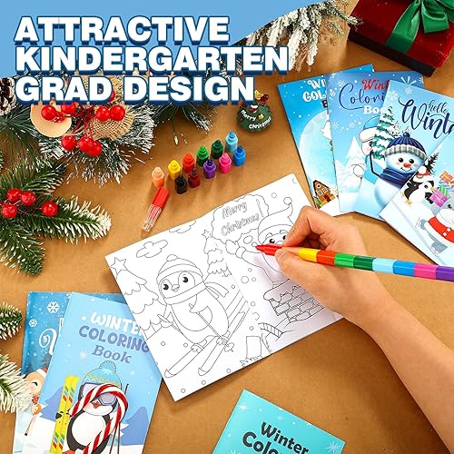 Miniatura 2 de Fulmoon 144 libros de Navidad para colorear para niños, a granel con crayones de animales, oso polar, pingüino, mini, libros de actividades de