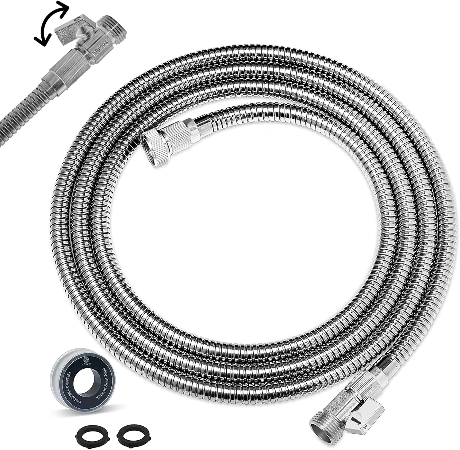 Morvat Heavy Duty 10 Foot Stainless Steel Garden Hose with