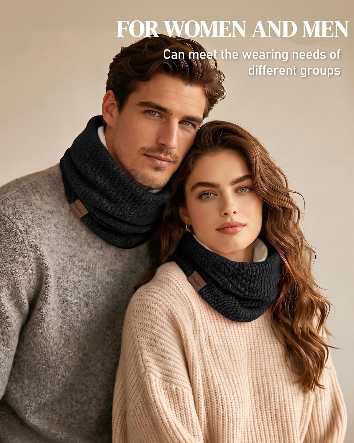 Chalier Infinity Scarf, Fleece Lined Neck Warmer - Image 5