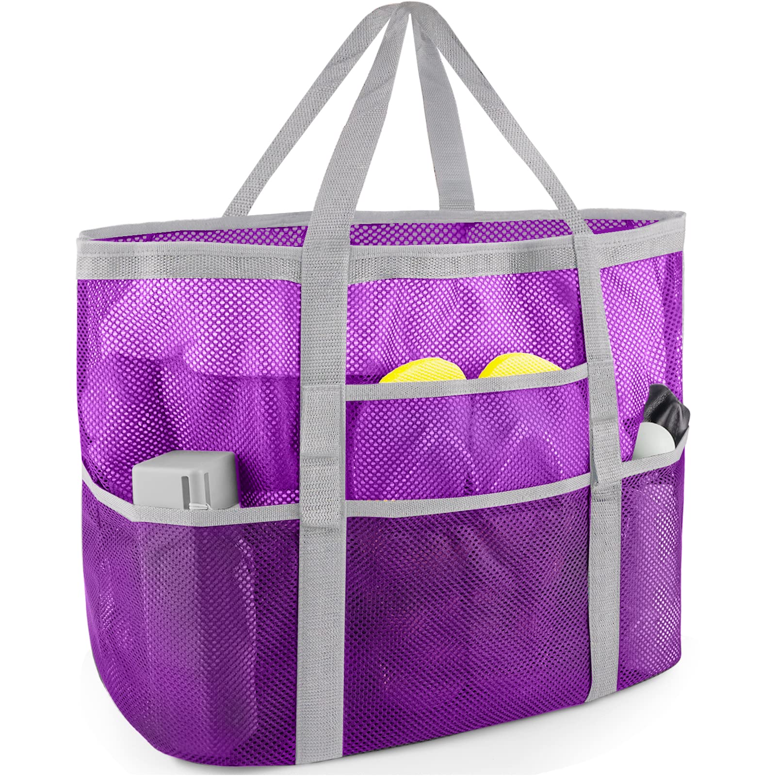SRISE Mesh Beach Bag - Large Beach Tote Bag for Family Beach Bag for Toys & Vacation Essentials