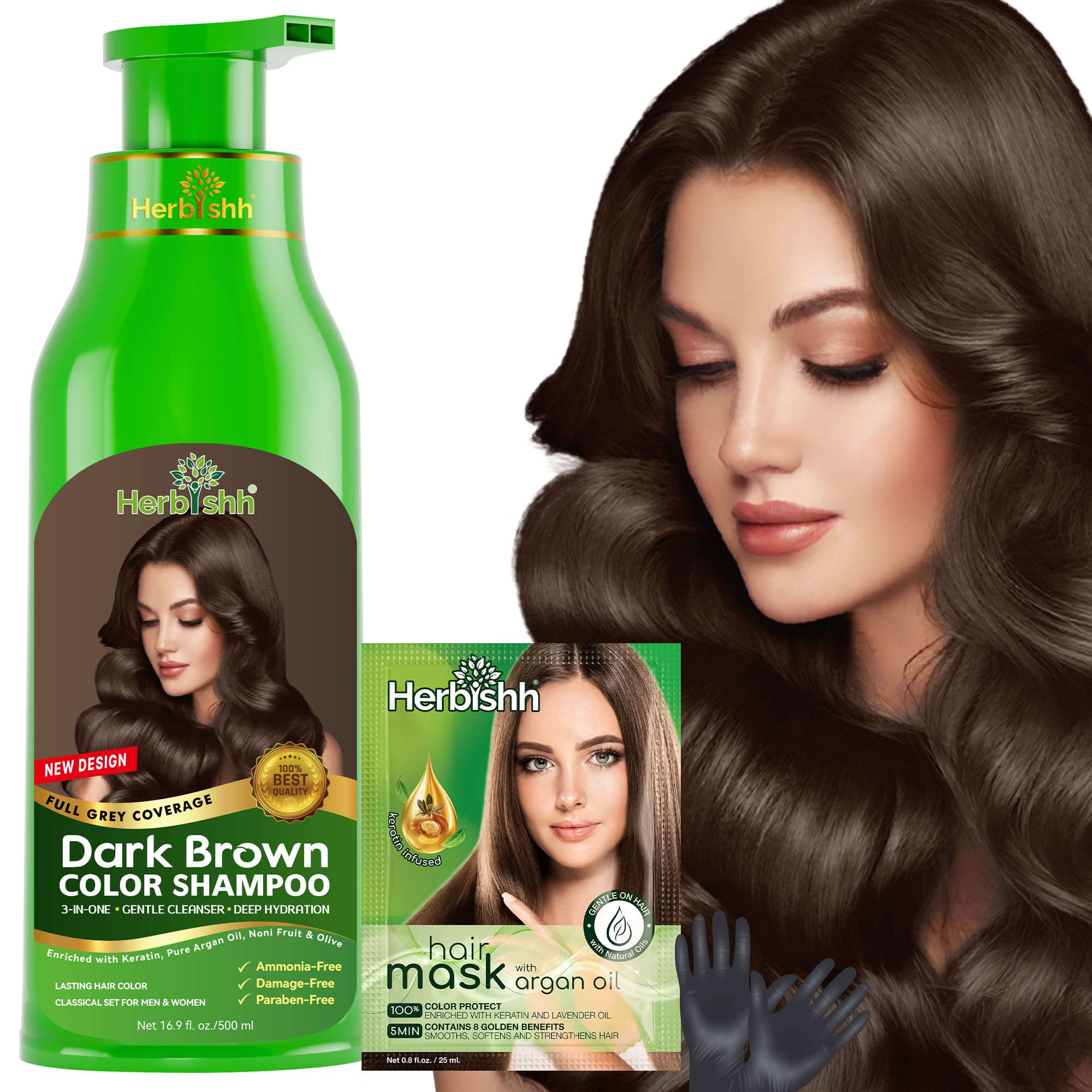 Sponsored Ad - Hair Colour Shampoo (Dark Brown, 500Ml) - Ammonia Free, Color For Women & Men | Permanent Hair Dye Shampoo with 100% Grey Coverage Up To 8 Weeks