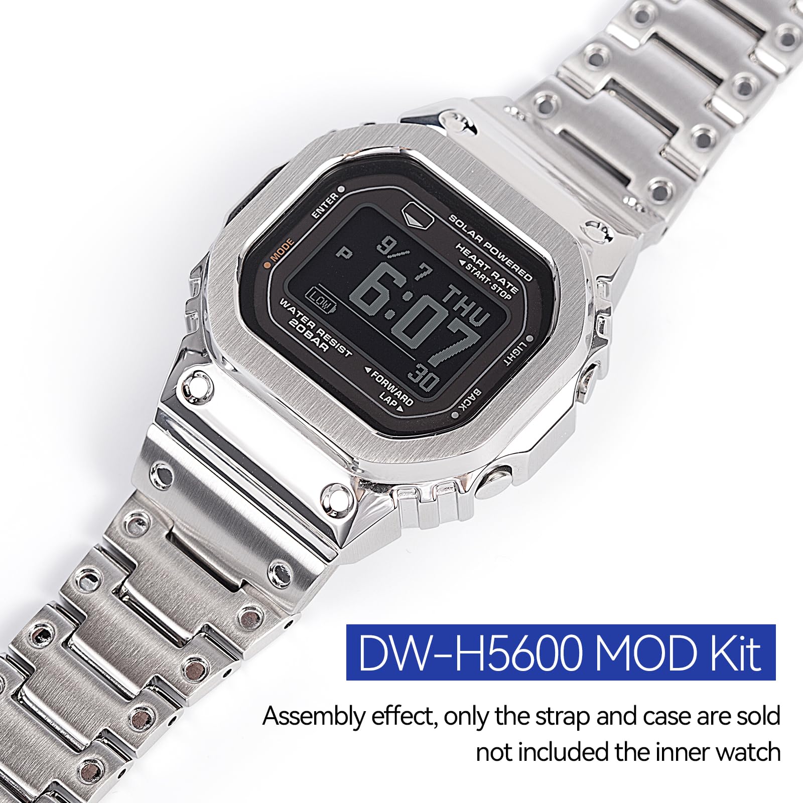 Zestaw MOD metalowy pasek do zegarka i etui na zegarek kompatybilny z Casio dla mężczyzn G-SHOCK DW-H5600 316 bransoletka ze stali nierdzewnej pasek i ramka