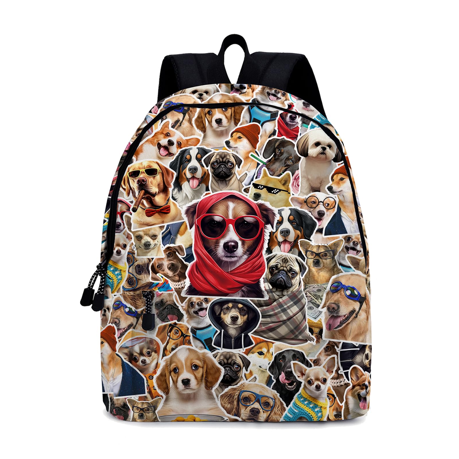 Funny Dog School Backpack for Girls Boys Dog Backpack for School Kids Bookbag 16 Inch Animals Theme Laptop