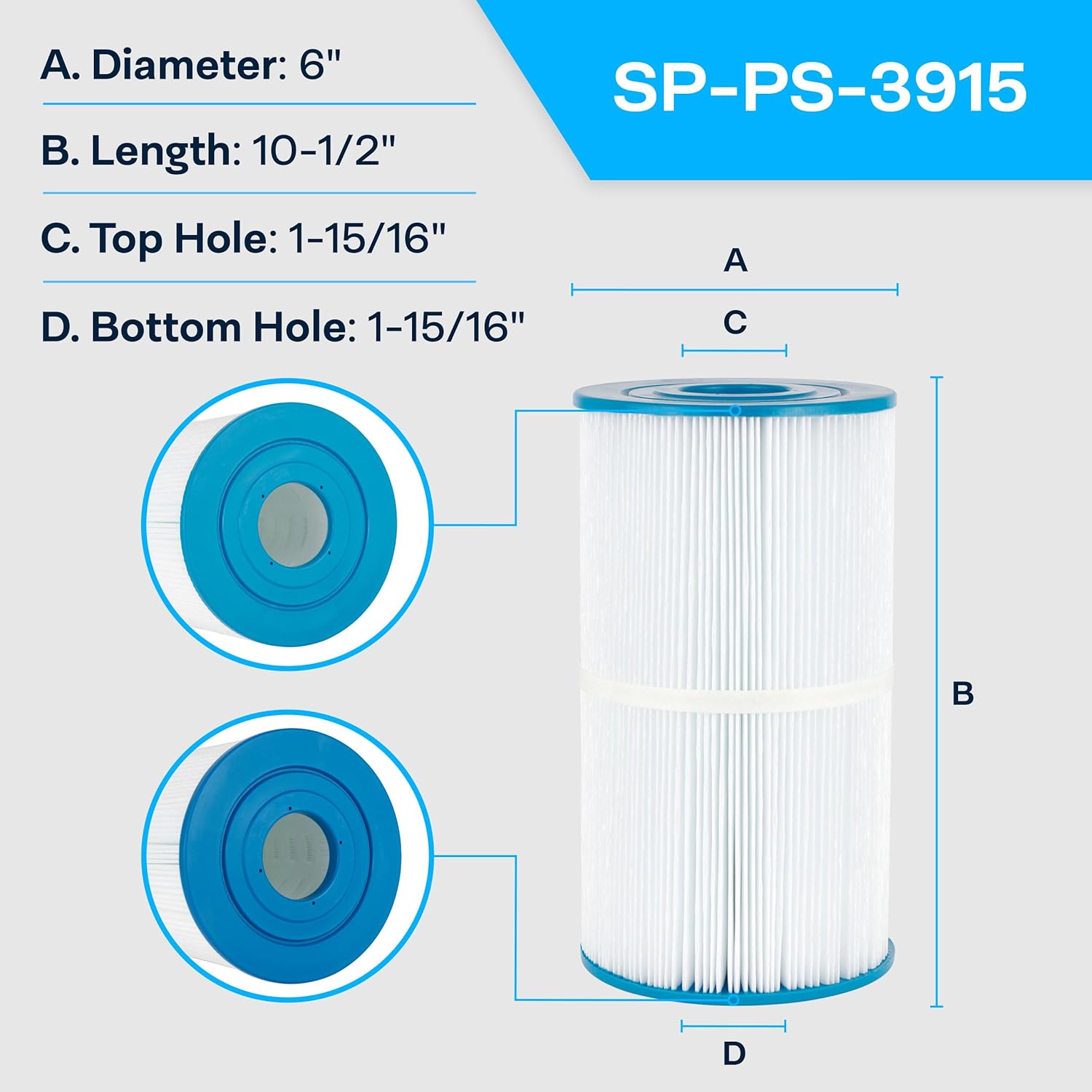 SpiroPure Replacement for Unicel C-6430 C-6330 Pleatco PWK30 Filbur FC-3915 Hot Springs Spas 31489 71825 Hot Tub Spa Pool Filter Replacement Cartridge (Case of 6)