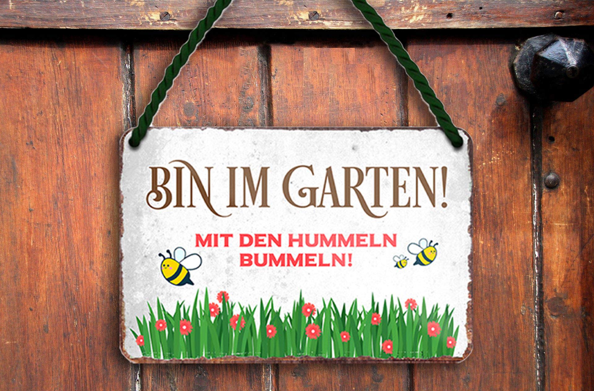 Geroclonup Hofschild 'Biene' Mit Pfahl – Metallschild Für Garten, Haus Oder Hof, 11,5 X 15 Cm, Rostfrei & Wetterfest