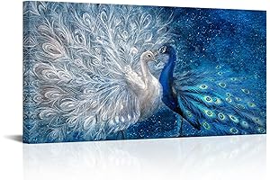 1 Piece Peacock Wall Art | Mesmerizing Blue and White Peacock Kiss...