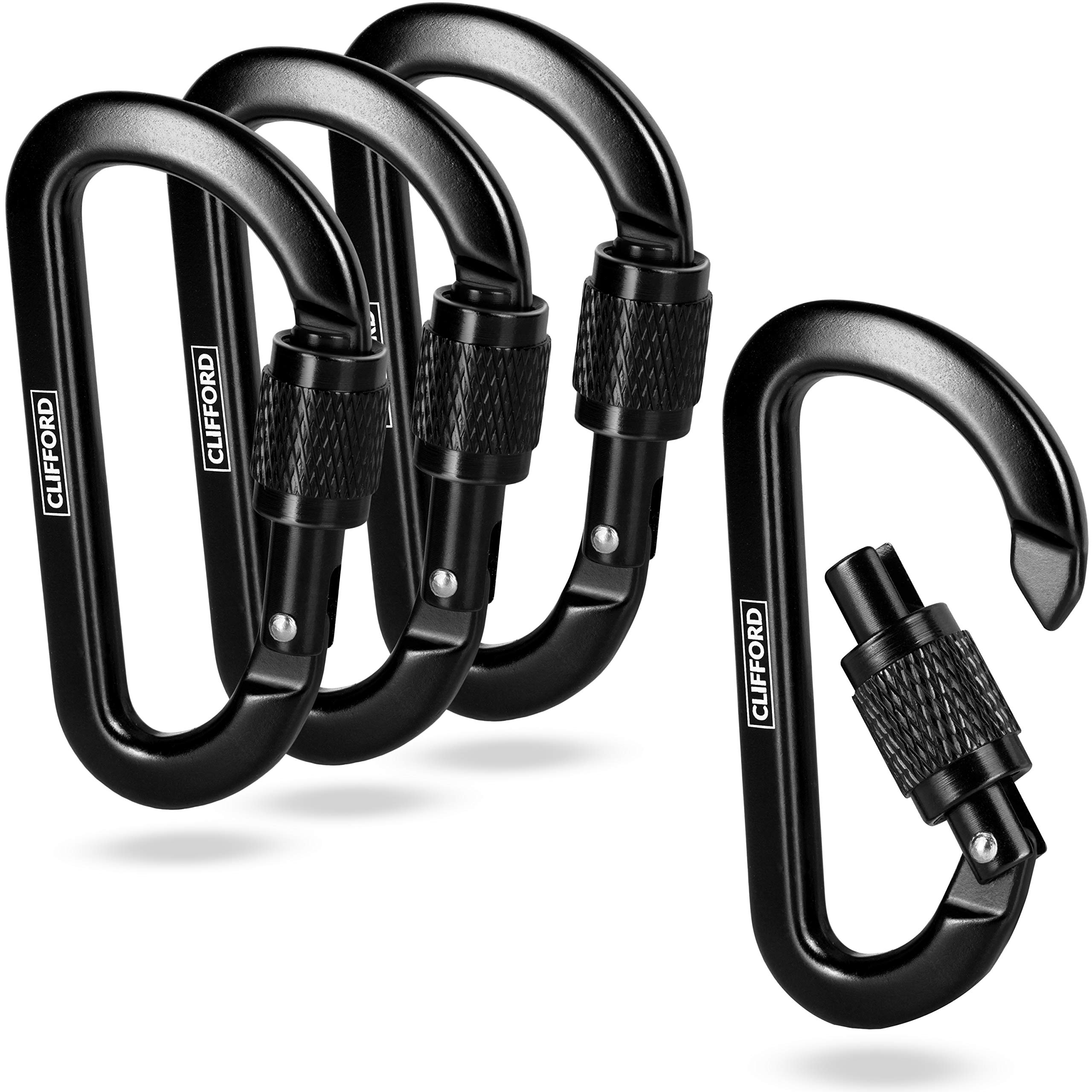CLIFFORD Mini Karabiner 120 kg Belastbarkeit - Sicherheits-Schlüsselclip mit Schraubgewinde aus Aluminium 6082, EDC Schlüsselanhänger & Outdoor Gear Karabiner Klein Schwarz (Kein Kletterkarabiner)