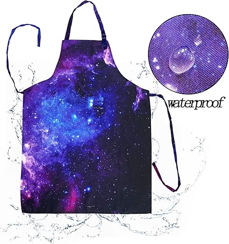 Miniatura 5 de Sosolong Delantal ajustable impermeable con 2 bolsillos, delantales de cocina para mujeres, hombres, chef