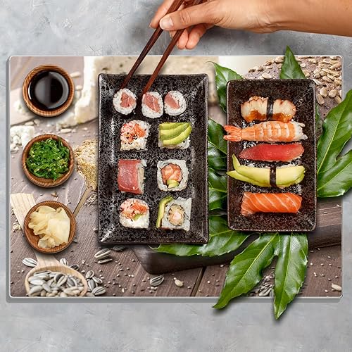 Miniatura 6 de JAMBALAY Tabla de cortar de vidrio templado, 10 x 14 pulgadas, apta para lavavajillas, con patas de goma, resistente a los arañazos, resistente al