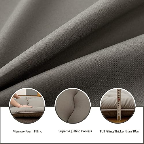 Miniatura 4 de YOSHOOT Colchón de suelo japonés Shiki gris carbón, colchón de huéspedes enrollable, portátil, plegable, para campamento, colchón, almohadilla