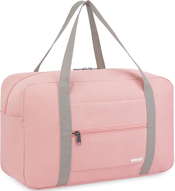 Small Cabin Bag 40x20x25 for Ryanair Airlines Foldable Underseat Travel Water-Resistant Hand Luggage Holdall Weekend Overnight Bag for Women Men by WANDF (Pink 20L)
