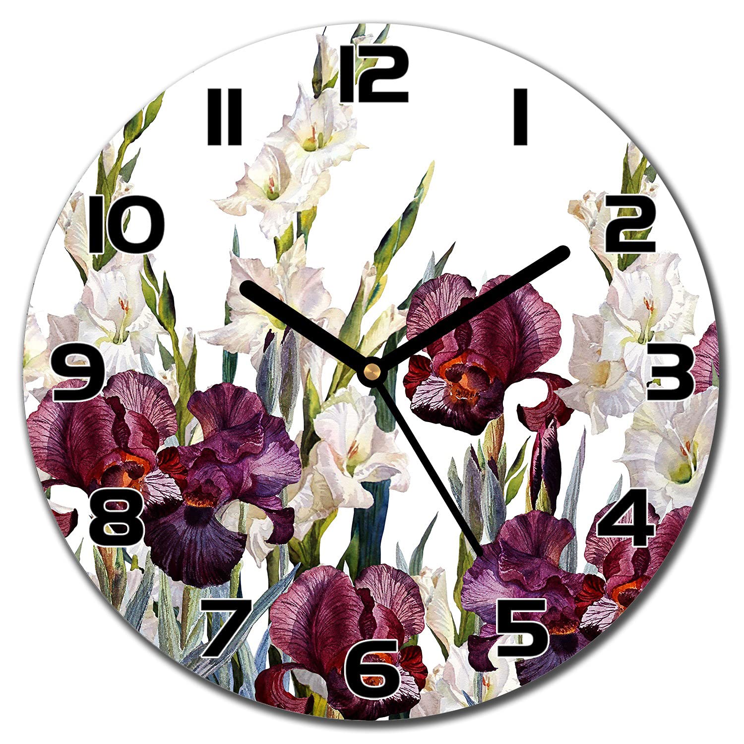 Horloge Moderne en Verre de Sécurité au Design Floral Vintage