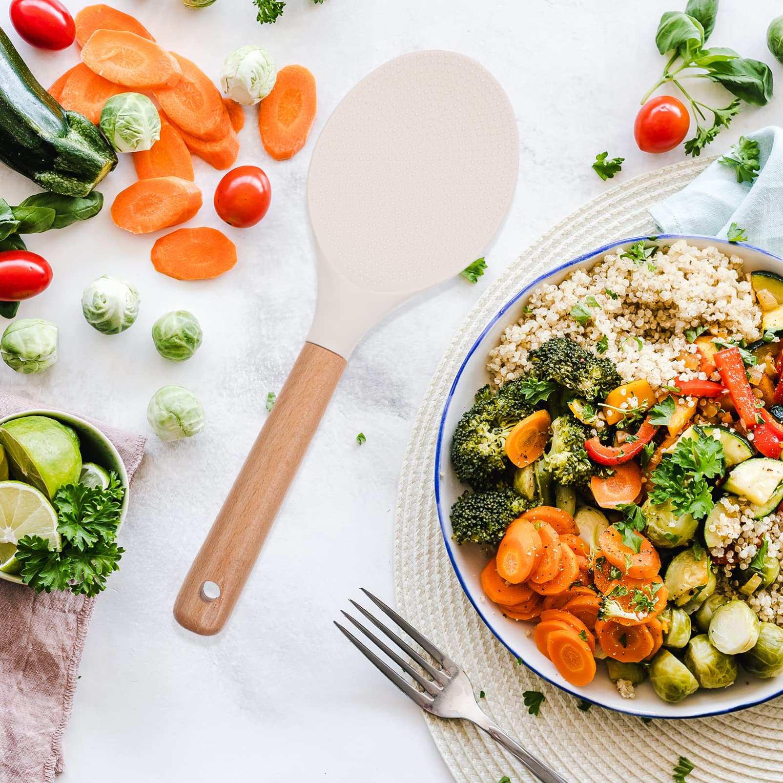 1pc Silicone Rice Spoon Creative Rice Spoon Silicone Spoon Rice Spatula Home Rice Spoon Restaurant Spoon Non-Stick Spoon Rice Spoon Kitchen Tableware Rice Spoons