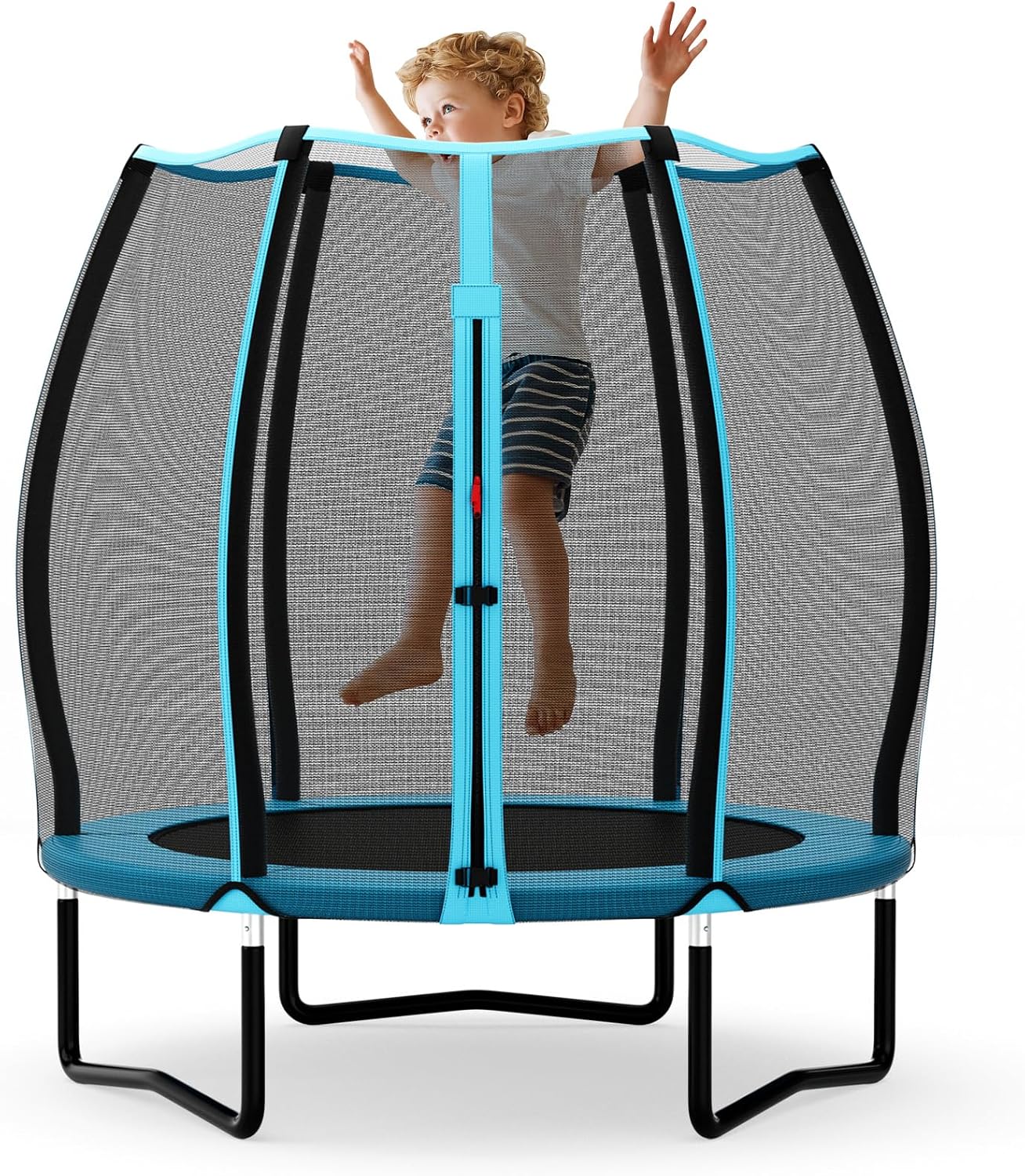 Giantex Toddler Trampoline, Seamless Connection Design Small Kids Trampoline w/Enclosure Net, Double-Side Zipper, Stable W-Shaped Steel Tube Frame, ASTM Approved Indoor Trampoline for Kids