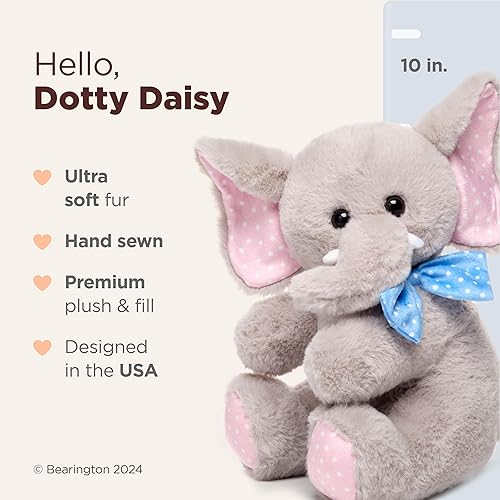Miniatura 2 de Bearington Dotty Daisy el elefante de peluche, elefante de 10 pulgadas, animal de peluche de Pascua