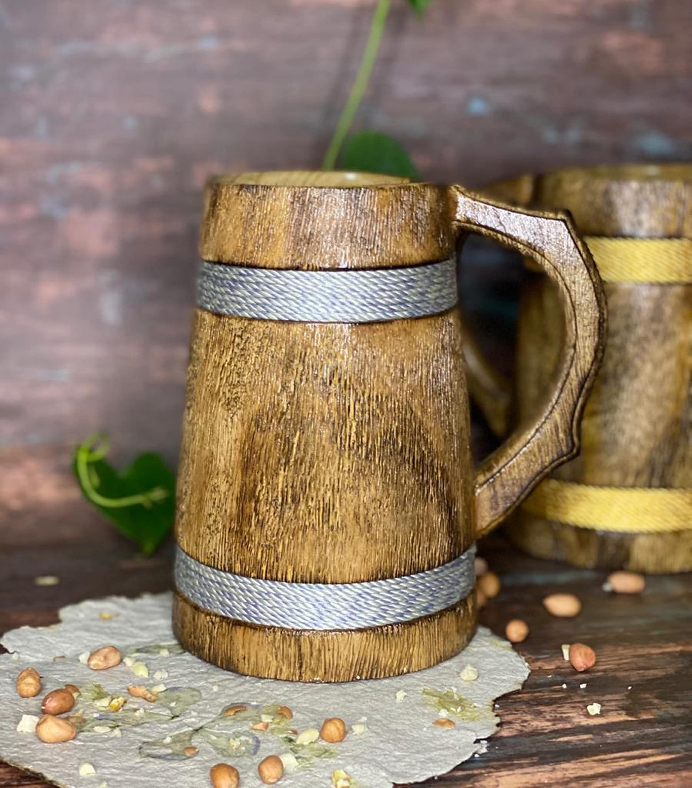 Tasse à Bière En Bois De Manguier - Style Viking - 20 Oz - Cadeau Homme