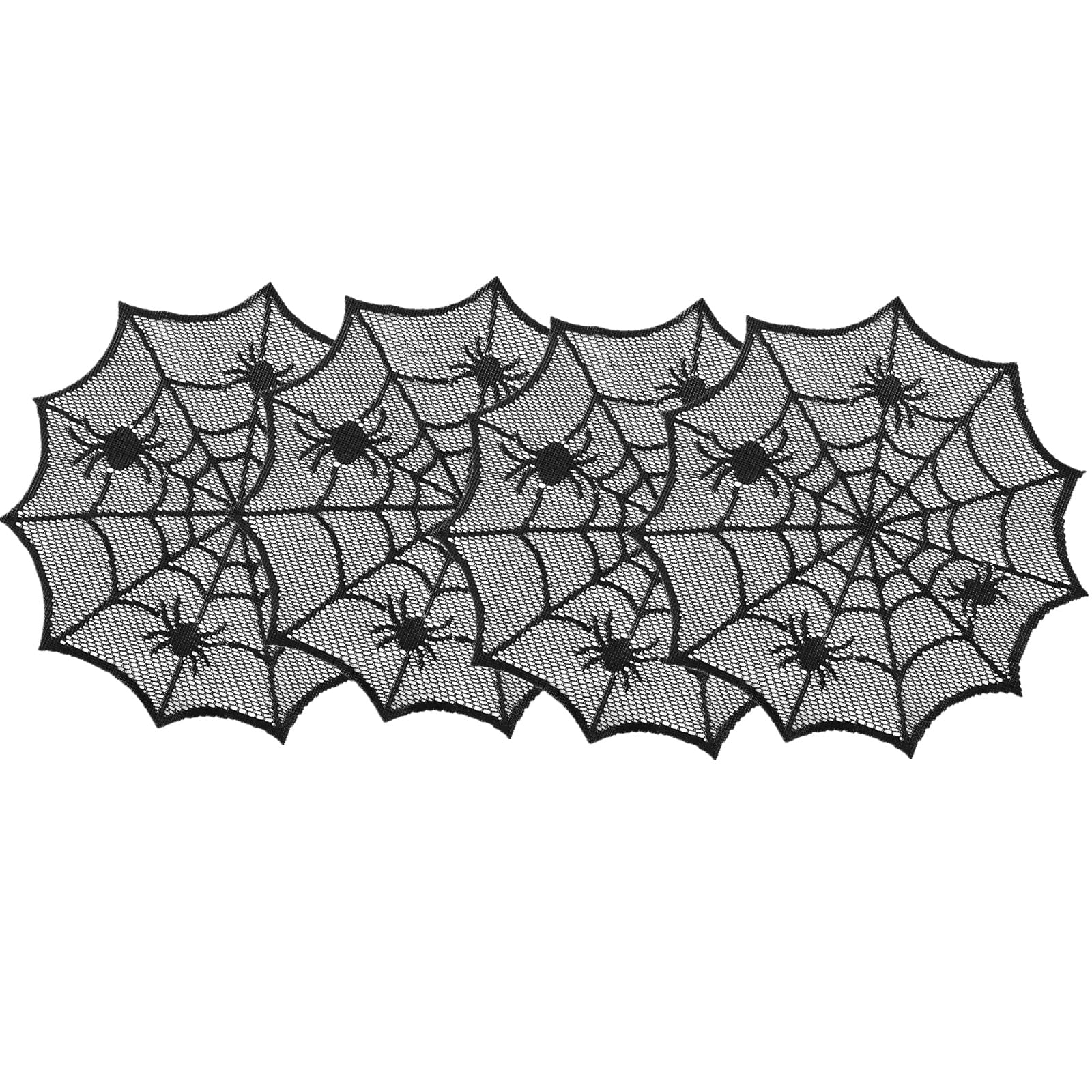 Tsophreniq Round Spiders Webs Laces Placemat Soft Polyester Cobwebs Table Mats for Dining Ambiances Round Doily