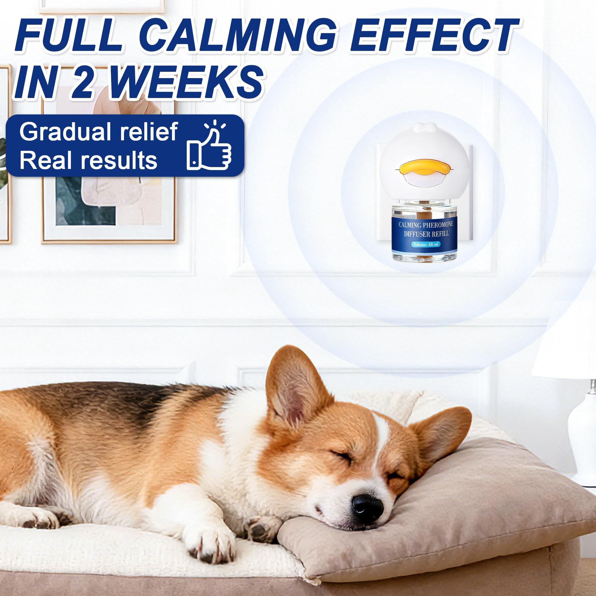 9-IN-1 Hund beruhigende Pheromon Diffuser (3 Stecker in + 6 Refills), Entlastung Angst, Sturm Stress & Indoor Verhalten Unterstützung, 180 Tag, Geruchlos sichere Formel