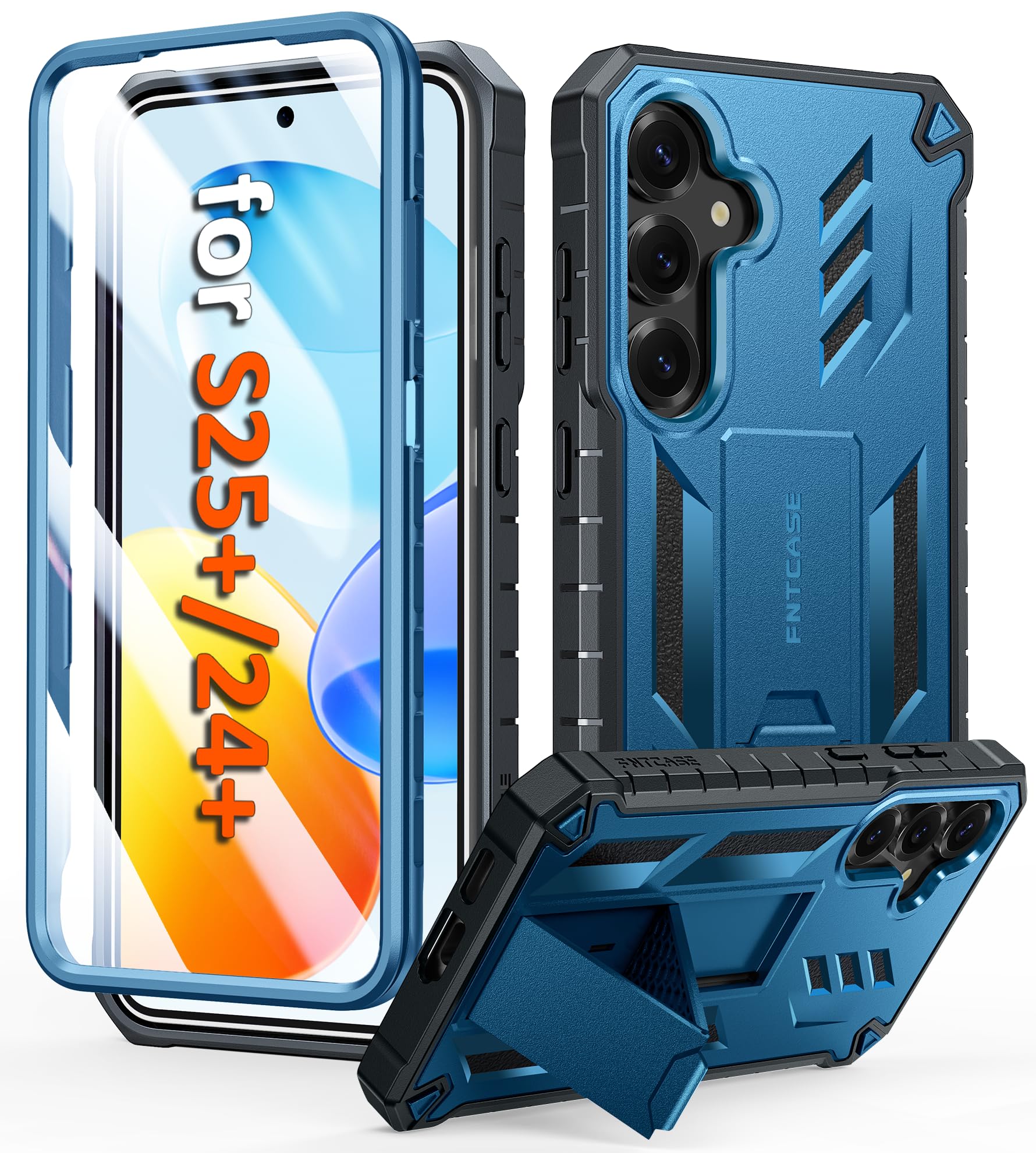 FNTCASE for Samsung Galaxy S25-Plus Case: for Galaxy S24 Plus Case Military Grade DropProof Protection Cover with Kickstand | Matte Textured Rugged