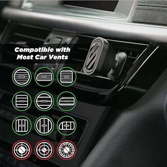 Scosche MagicMount Select Magnetic Phone Holder for Car Vent, Strong Magnet Phone Mount with 360 Rotation for Secure Hands Free Use, Car Mount for iPhone and Android, Not MagSafe Compatible