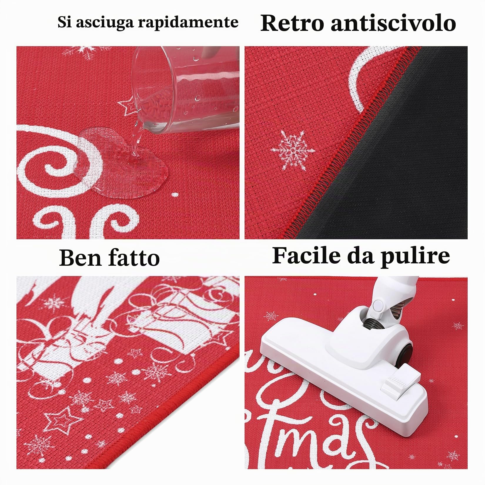 CAROMIO Set di 2 tappetini da cucina natalizi, tappeti e tappetini da cucina in lino per albero di Natale per pavimento bagno, decorazioni natalizie per la casa, 40 x 60 cm + 40 x 120 cm