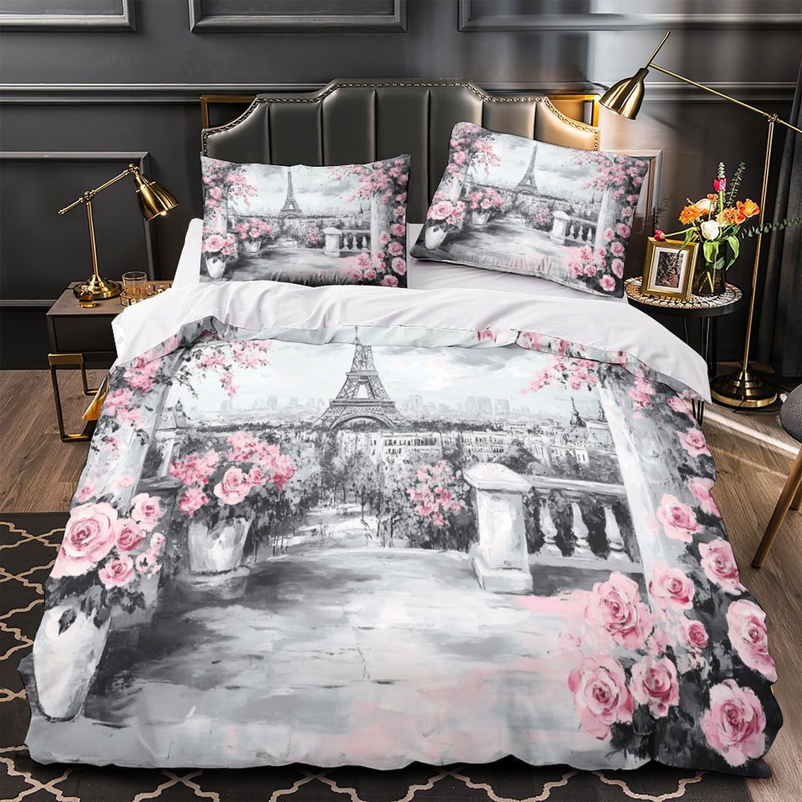 Parure de lit 3D microfibre hypoallergénique housse de couette 260x220 respirante