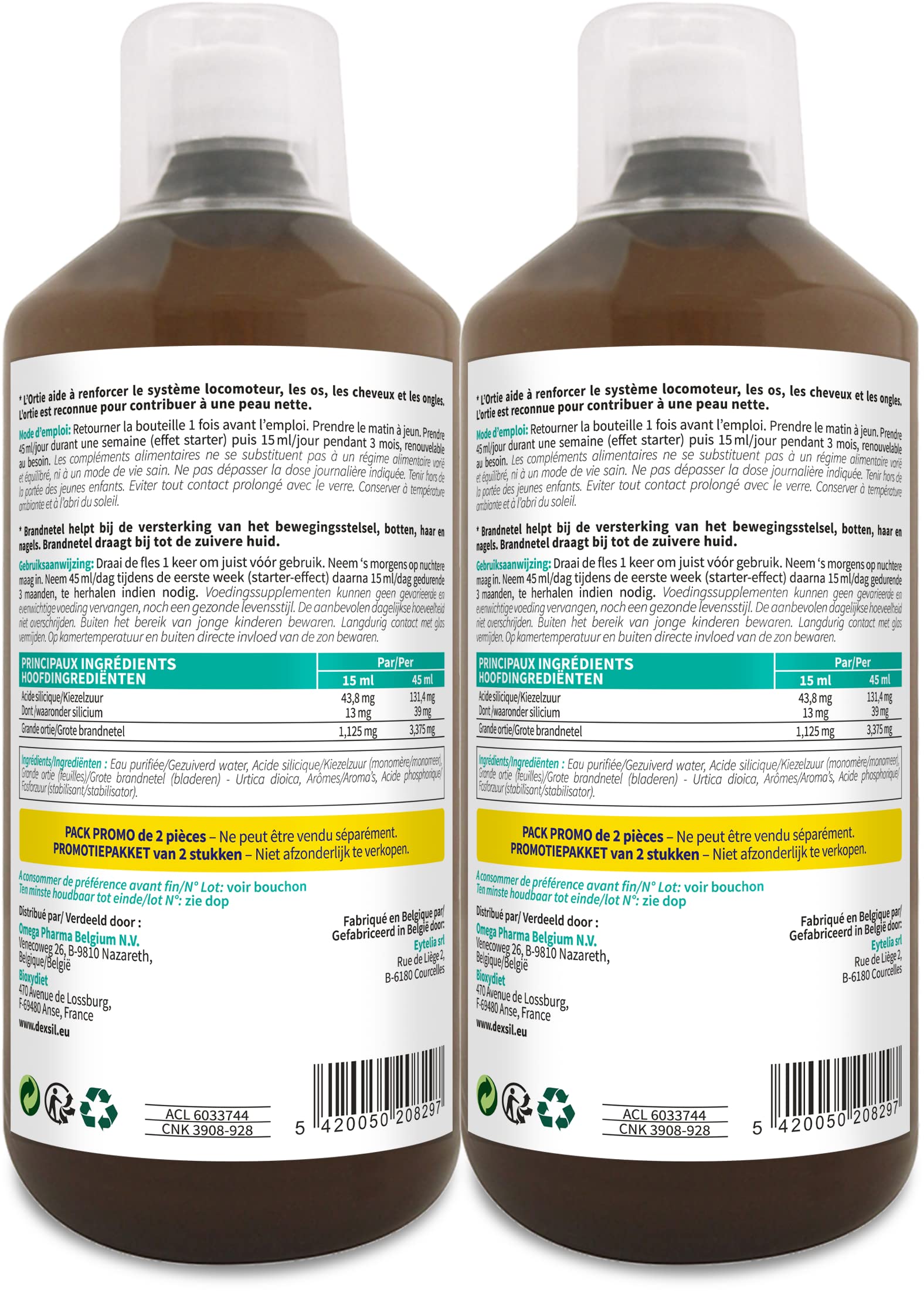 Dexsil Original - Complément Alimentaire pour Cheveux, Peau et Ongles - Conçu à Base d'Ortie, Cuivre et Silicium - Lot de 2