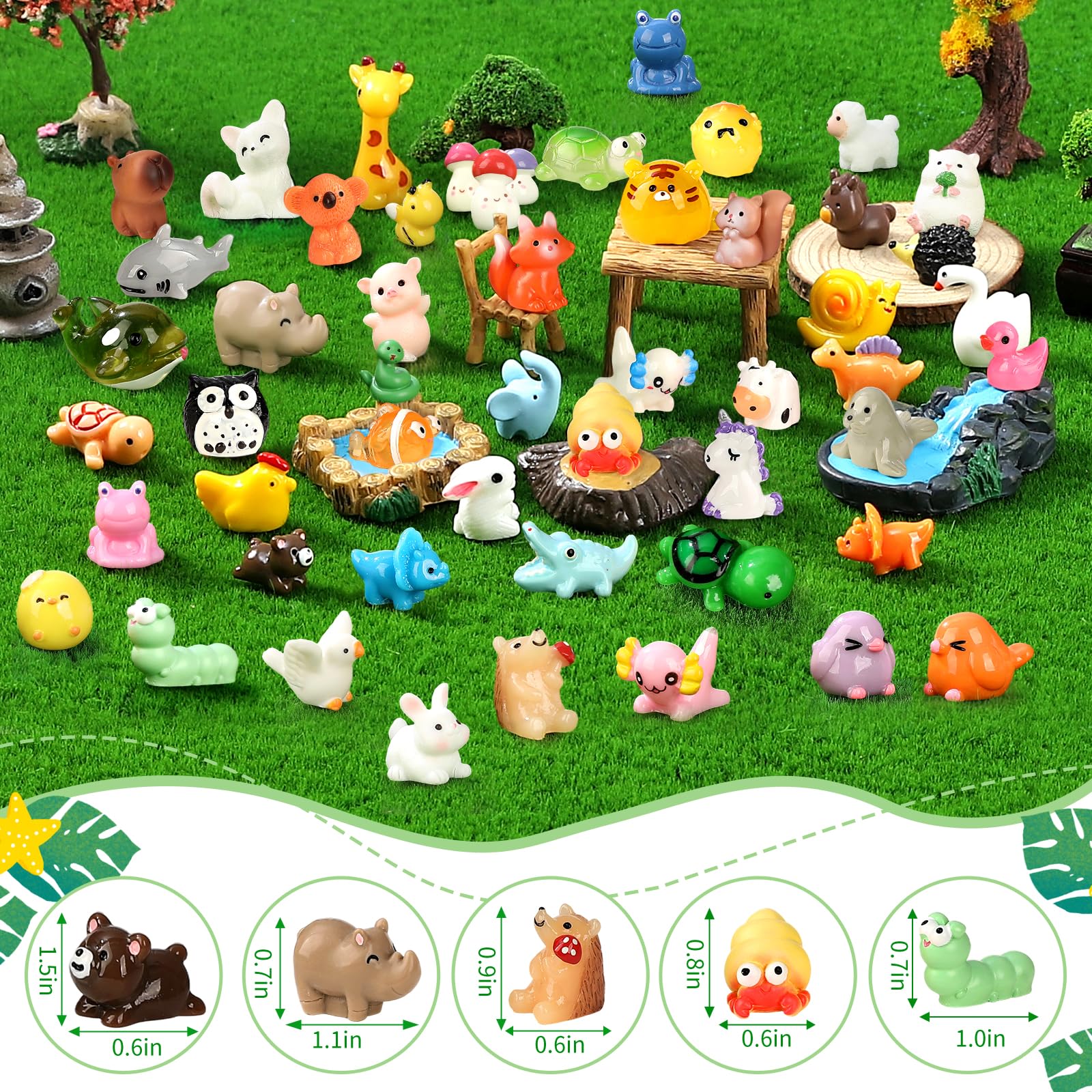 pupuluck 100pcs Mini Resin Animals 82 Styles Miniature Animal Figurines Bulk Tiny Resin Animals for Micro Fairy Garden Decor Landscape Accessories and Aquarium Decor - Image 2